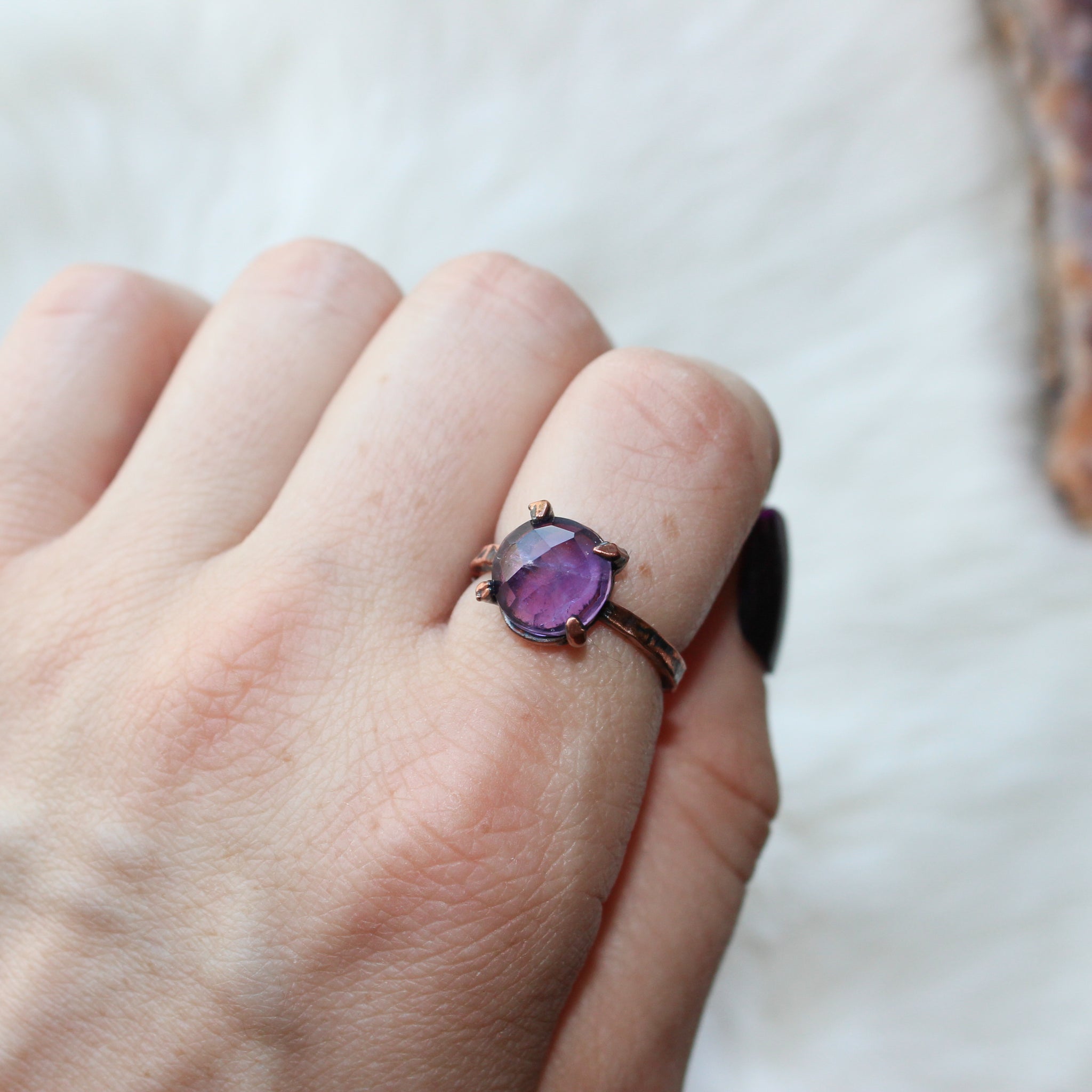 Prong Set Faceted Amethyst Ring size 7.5