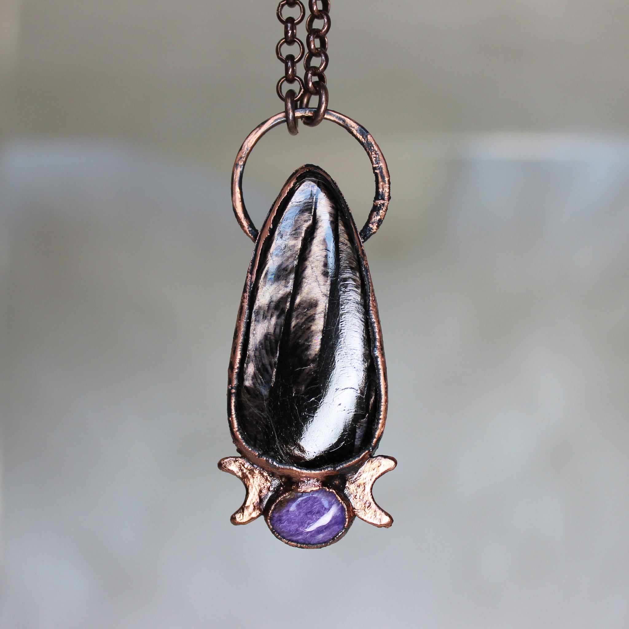 Hypersthene and Charoite Necklace