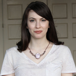 Gem Lepidolite Branch Bib Necklace - B