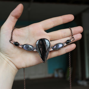 Hypersthene & Purple Labradorite Bib Necklace