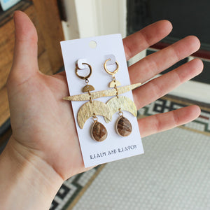Brass Earrings with Picture Jasper