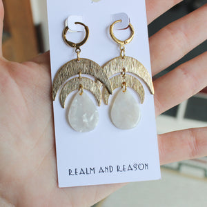 Brass Earrings with Double Moons