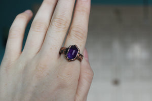 Faceted, Deep Purple Amethyst Ring Size 8.75