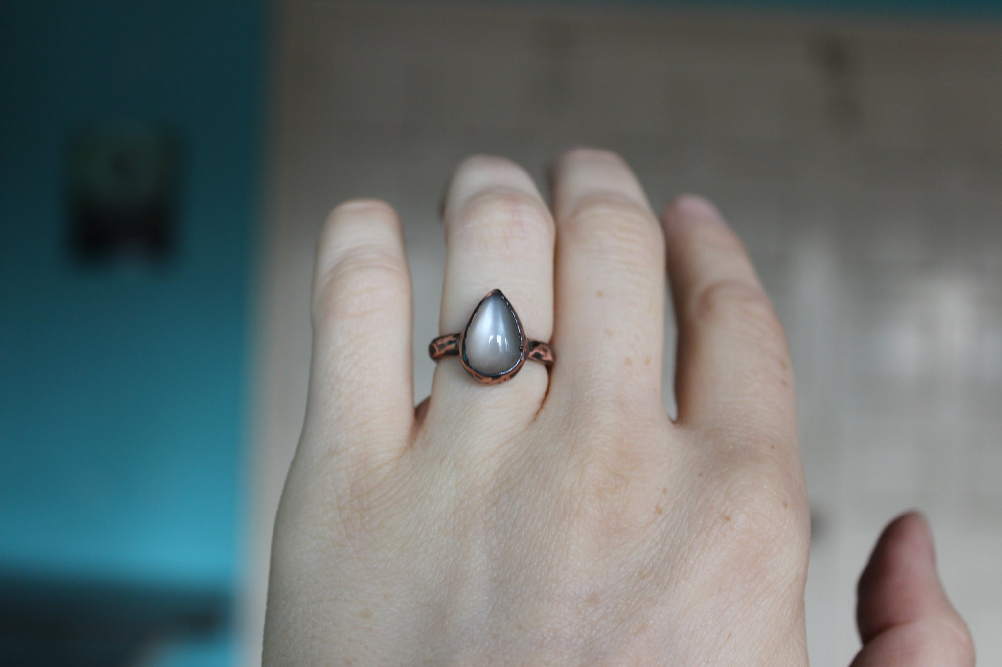 Gray Moonstone Ring size 4.75