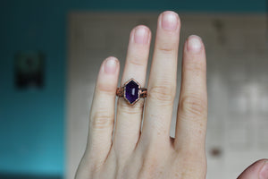 Deep Purple Faceted Amethyst Ring size 4.5