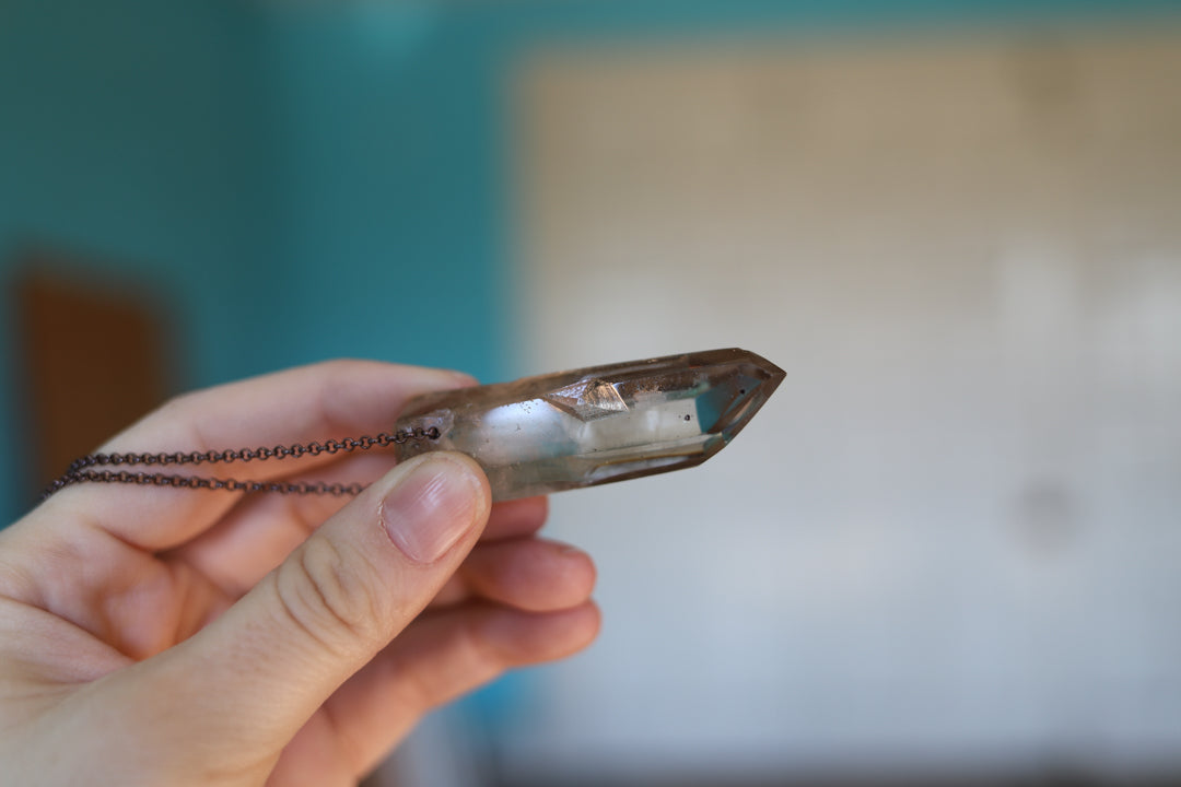 Drilled Smokey Quartz Necklace