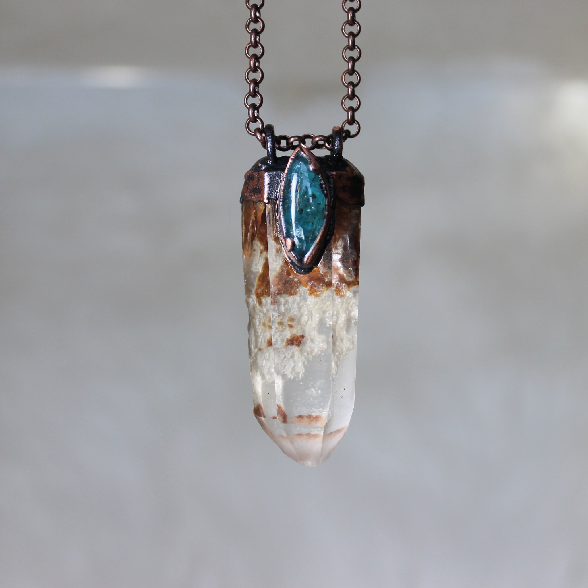 Lodolite and Blue Apatite Necklace - A