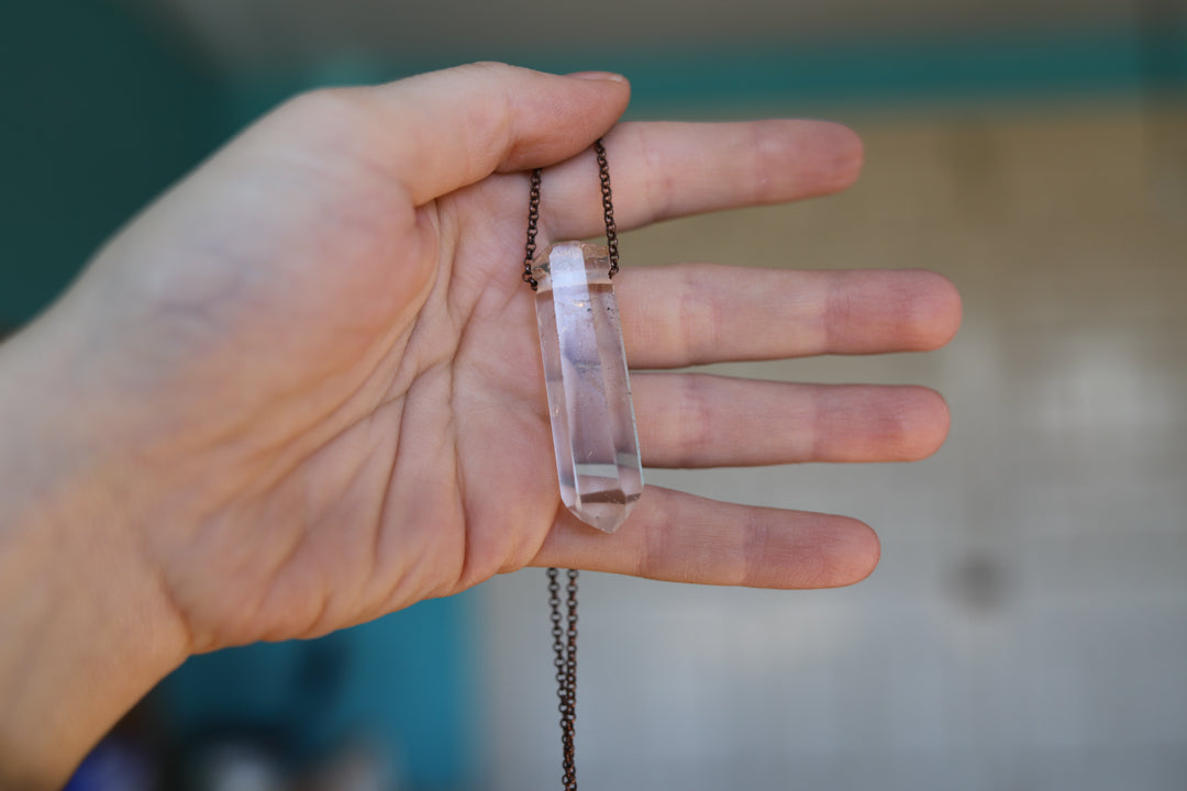 Drilled Clear Quartz Necklace