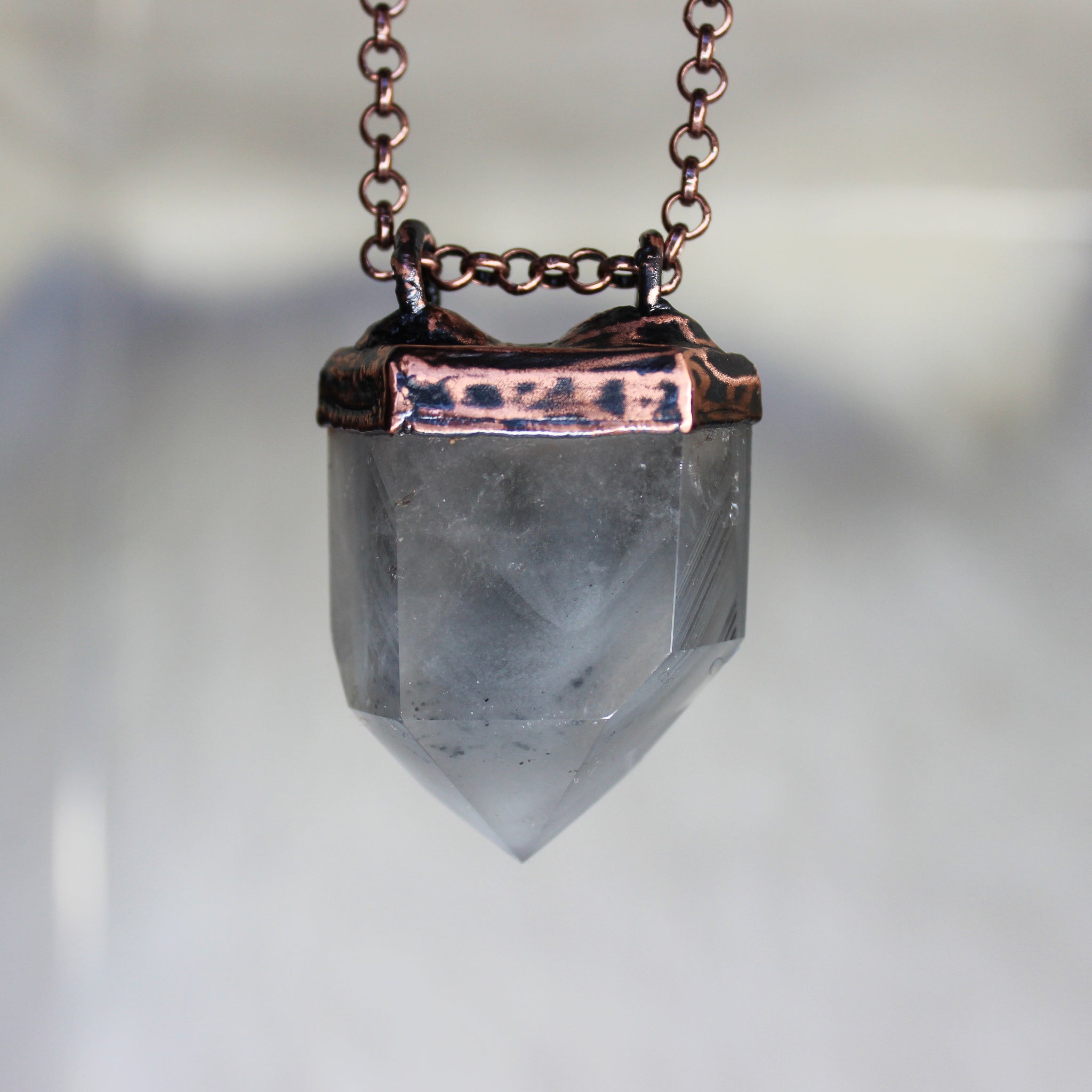 Gray Lithium Phantom Quartz Necklace