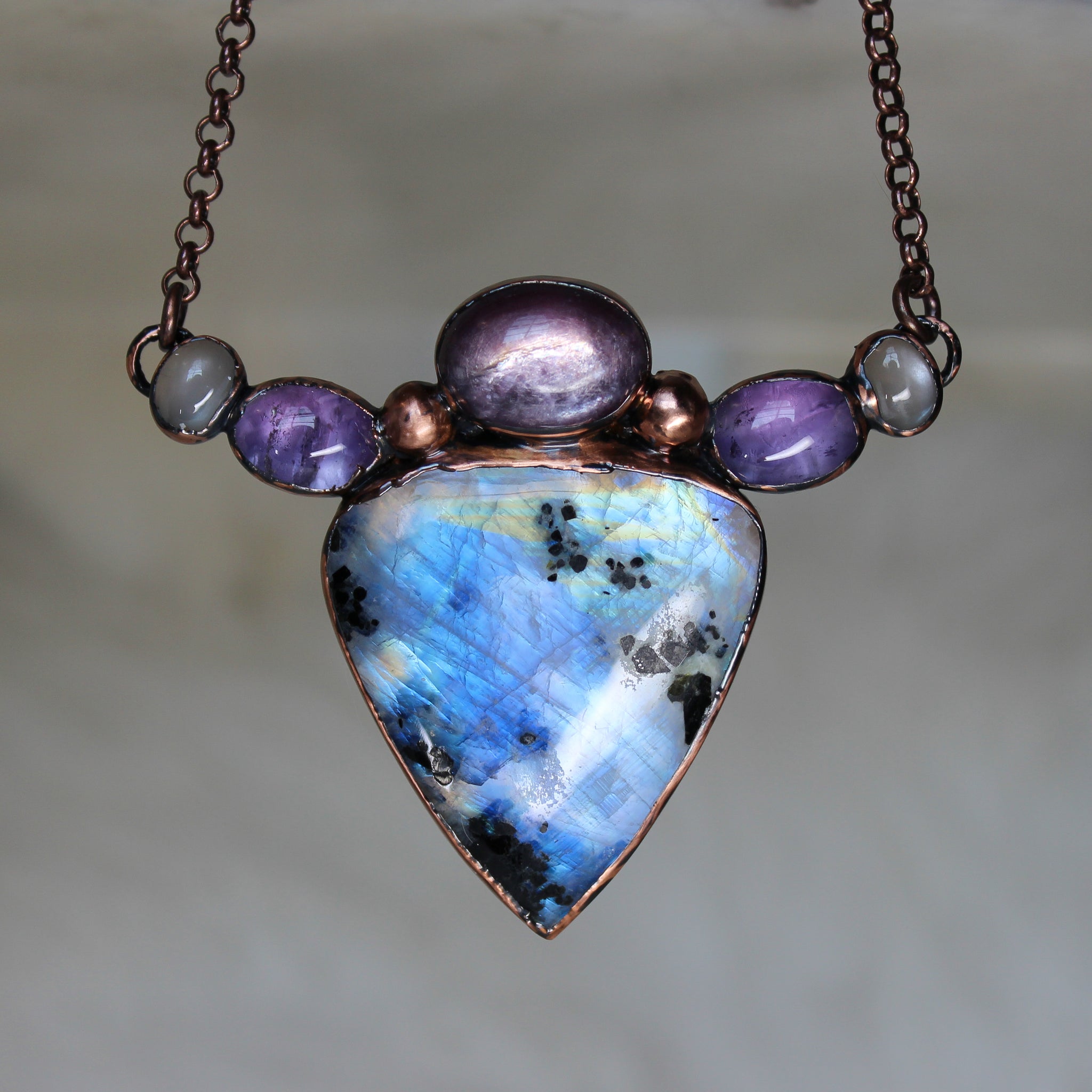 Ghostly Rainbow Moonstone Necklace