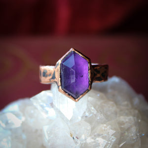 Deep Purple Faceted Amethyst Ring size 8