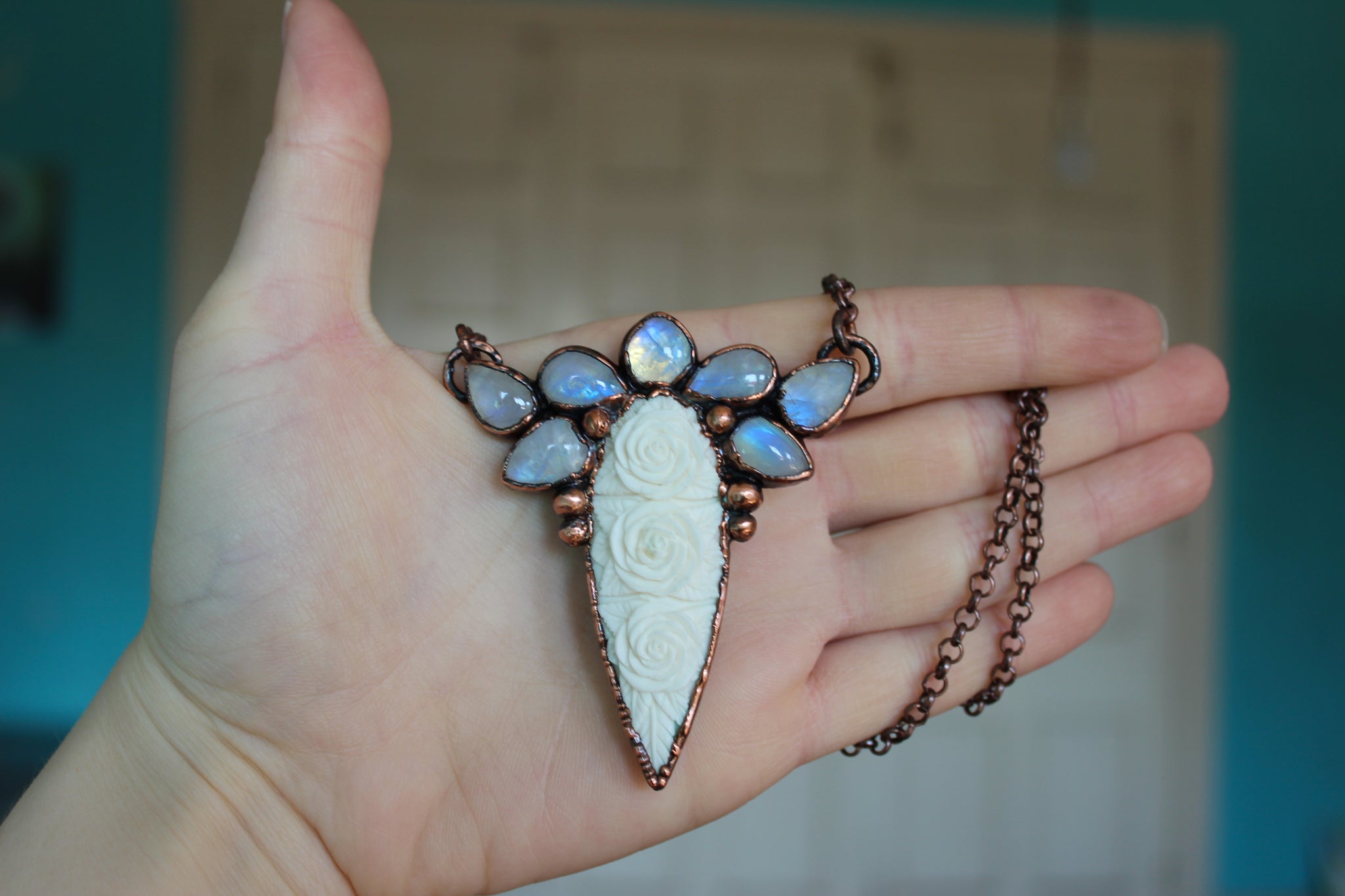 Rainbow Moonstone Fae Necklace