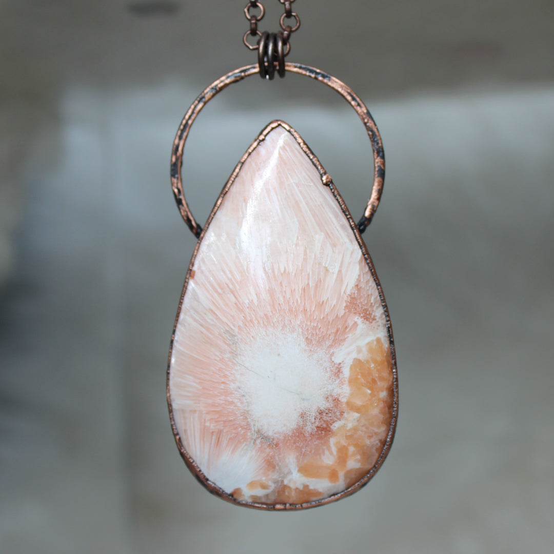 Giant Peach Scolecite Necklace