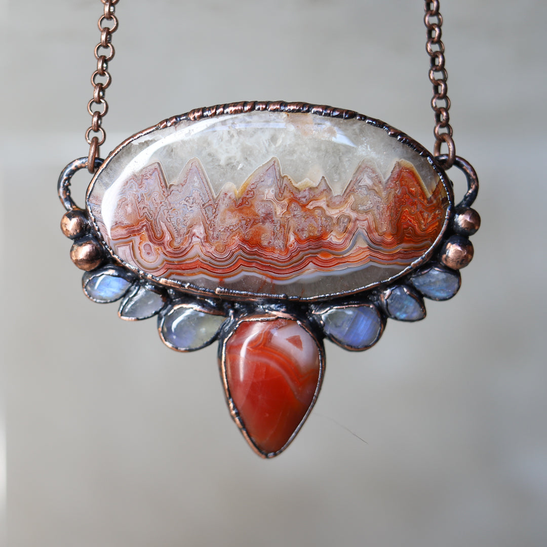 Lace Agate & Carnelian Necklace