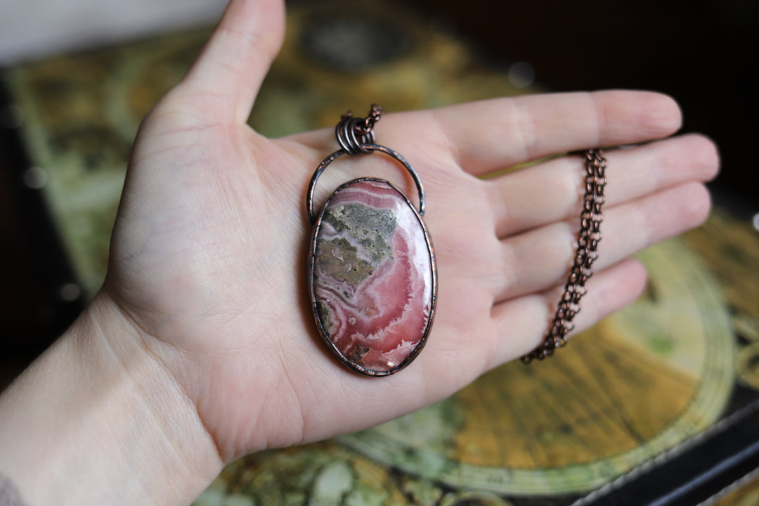 Rhodochrosite with Pyrite Necklace - a