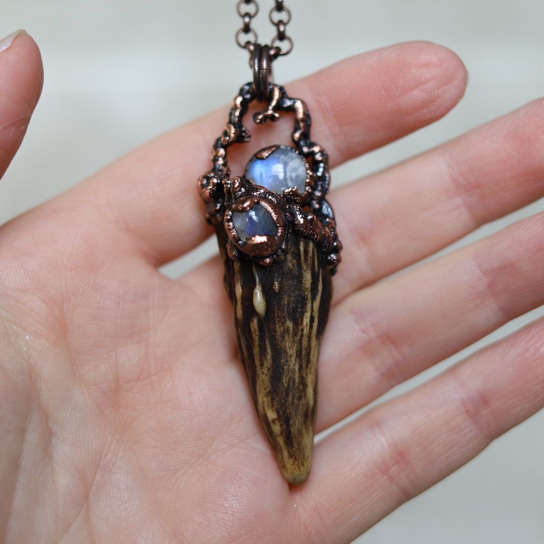 Antler and Moonstone Necklace
