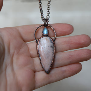 Pink Peruvian Opal & Moonstone Necklace - c