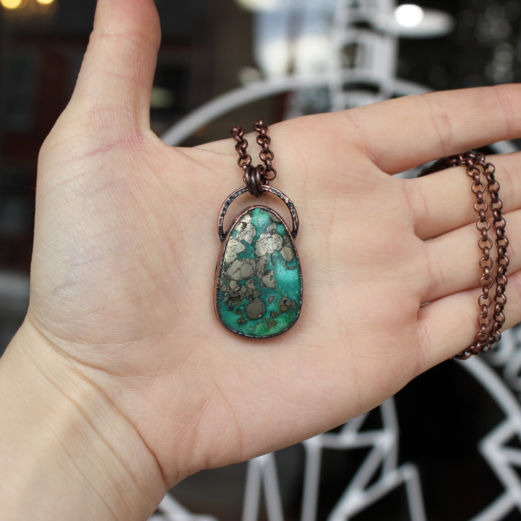 Chrysocolla with Pyrite Necklace