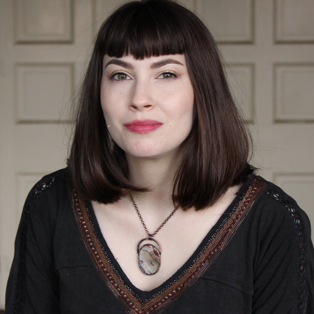 Large Lace Agate Necklace - e