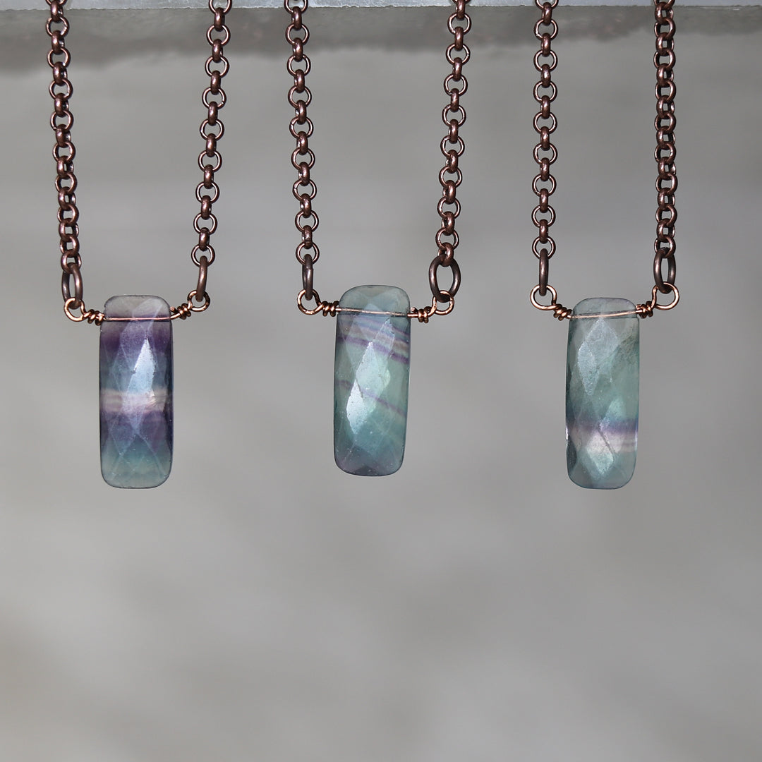 Drilled, Faceted Fluorite Necklace