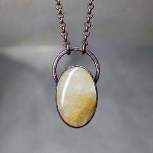 Golden Rutile Quartz Necklace - a