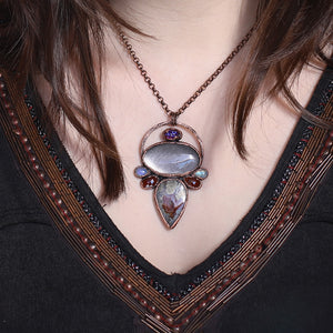 Silver Sheen Obsidian & Red Pyrite Agate Necklace