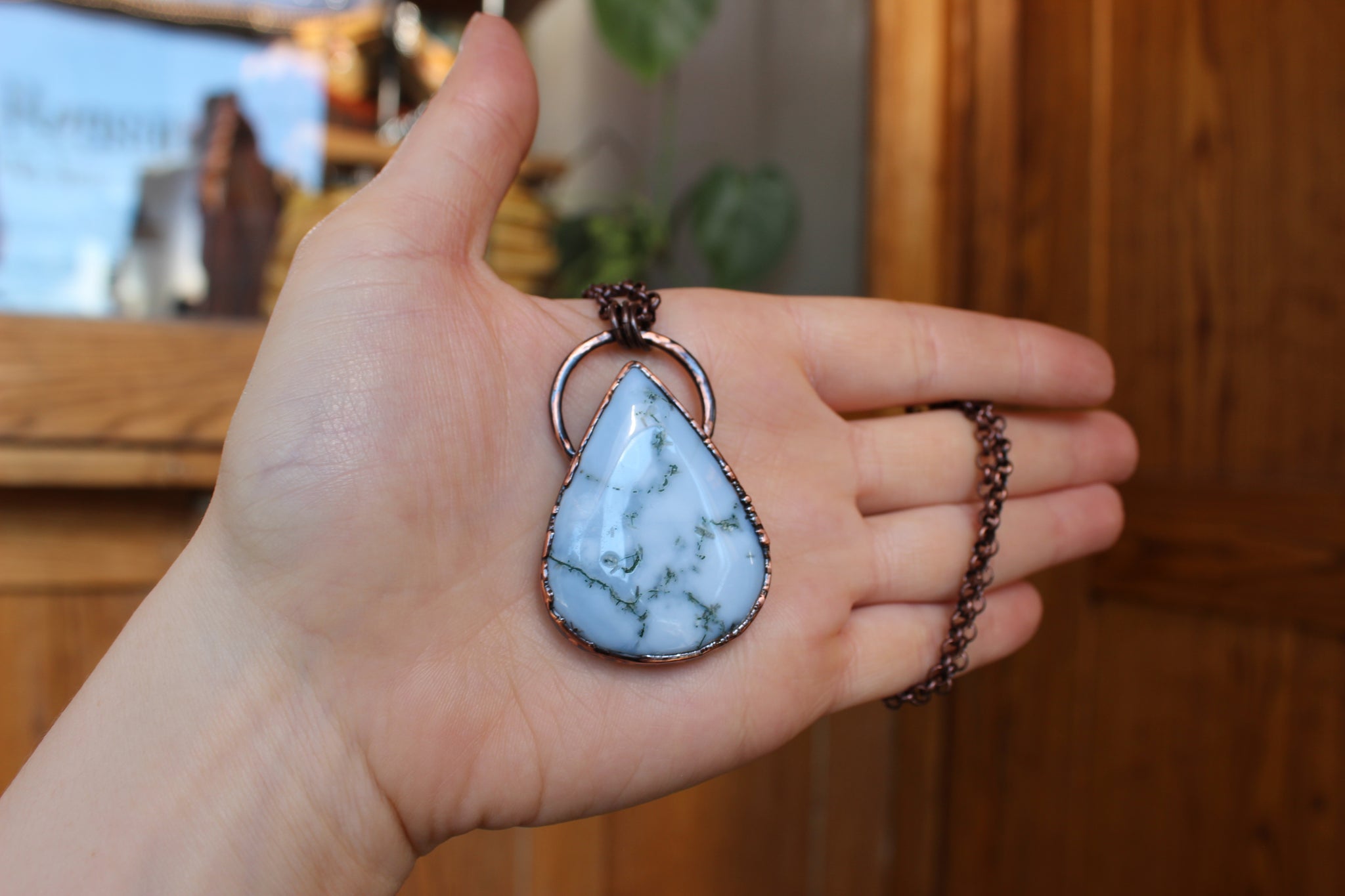 Large Moss Blue Opal Necklace