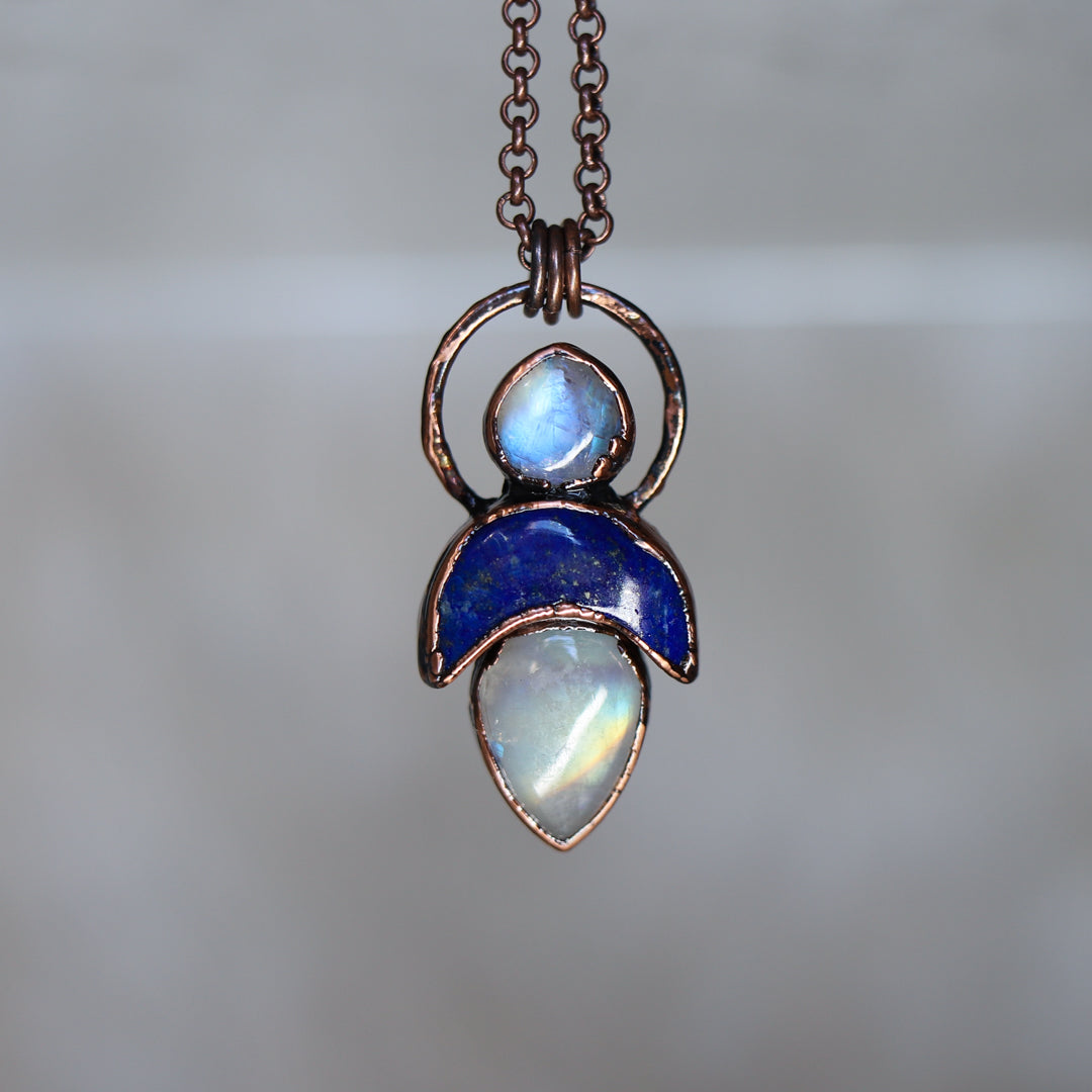 Celestial Lapis and Moonstone Necklace