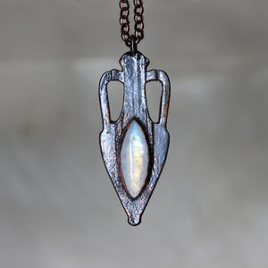 Ancient Vessel Necklace - Rainbow Moonstone B