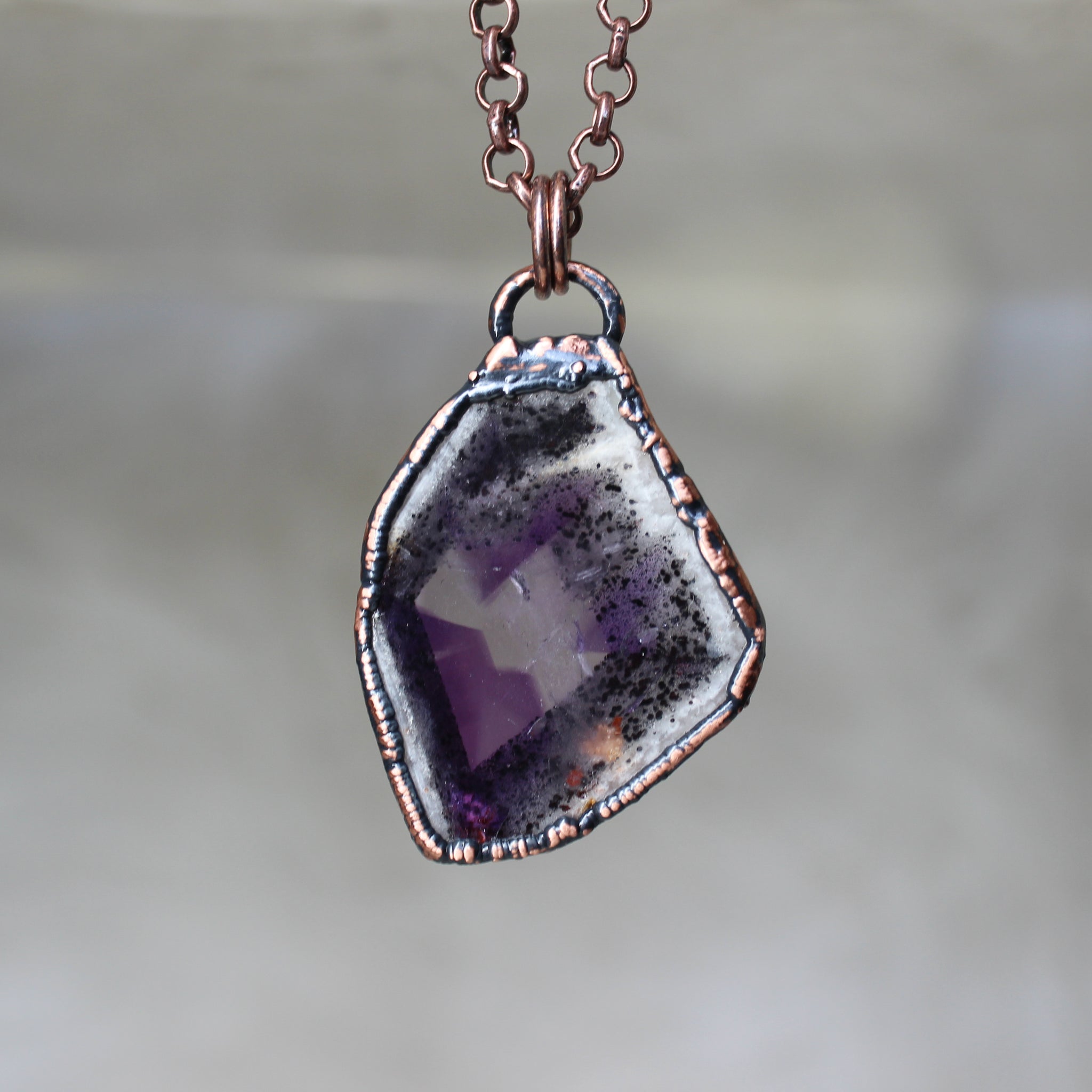 Large Trapiche-like Amethyst Necklace - f