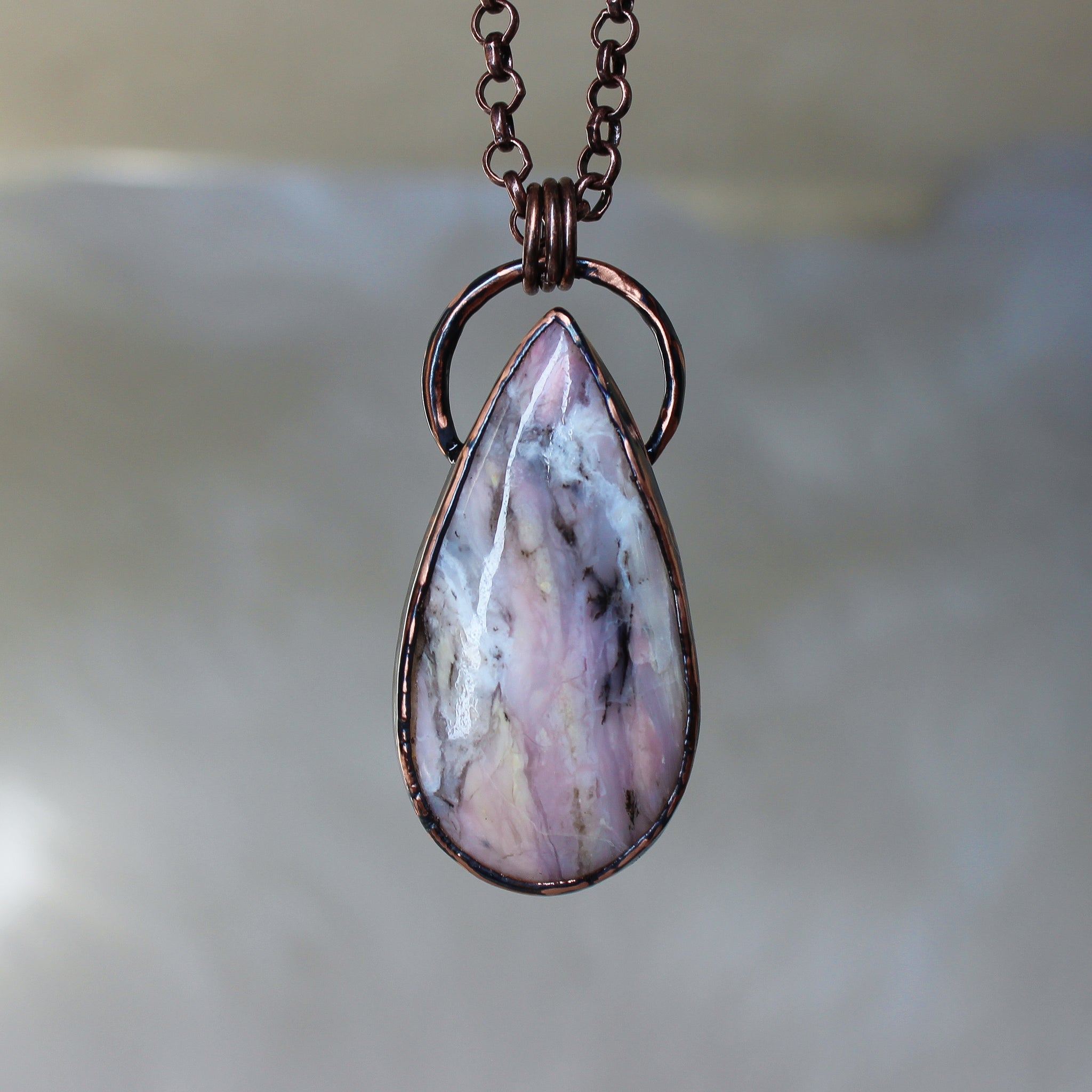 Pink Peru Opal Necklace - b