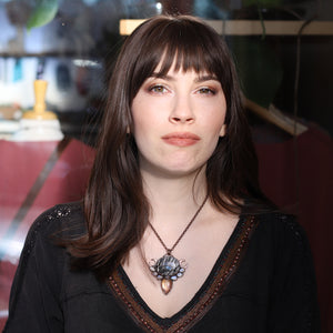 Black Tourmaline Quartz & Sunstone Necklace