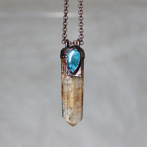 Lodolite and Blue Apatite Necklace - B
