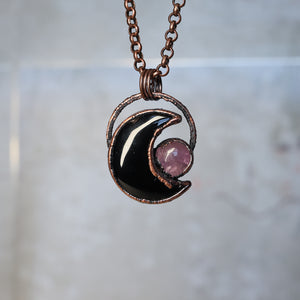 Onyx and Kunzite Crescent Moon