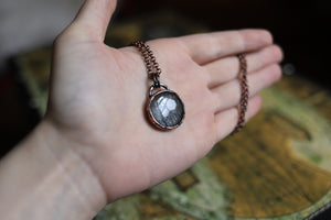 Mini Black Moonstone Full Moon Necklace
