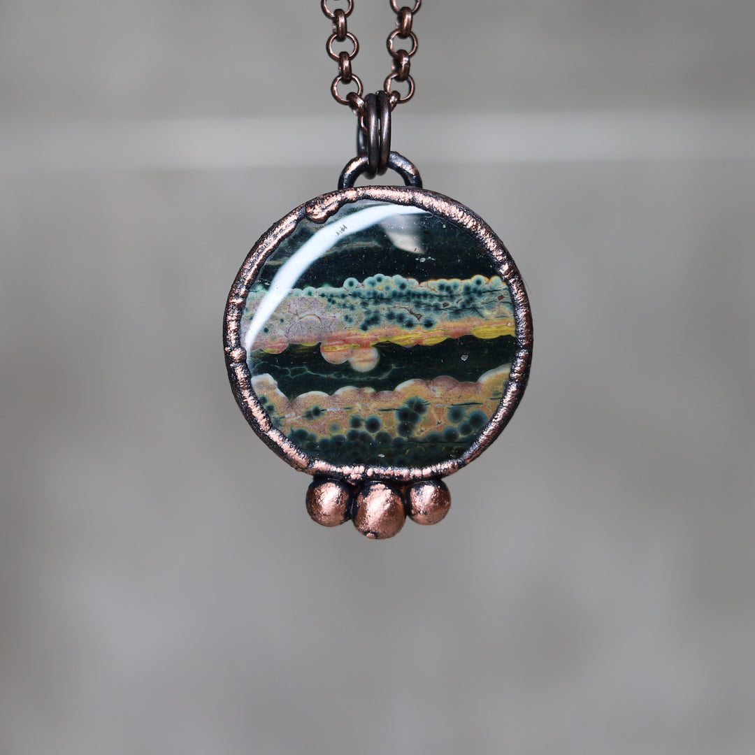 Ocean Jasper Full Moon Necklace - a