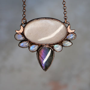 Peach Moonstone Moon Phase Necklace
