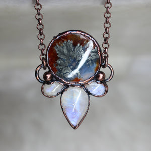 Pyrite Agate Moon Phase Necklace - b