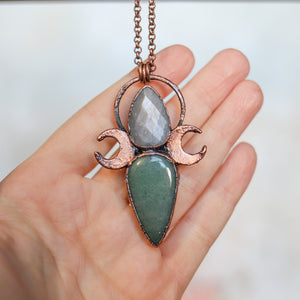 Jade & Gray Moonstone Necklace