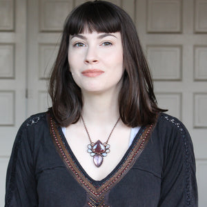 Gem Lepidolite & Purple Sagenite Cluster Necklace