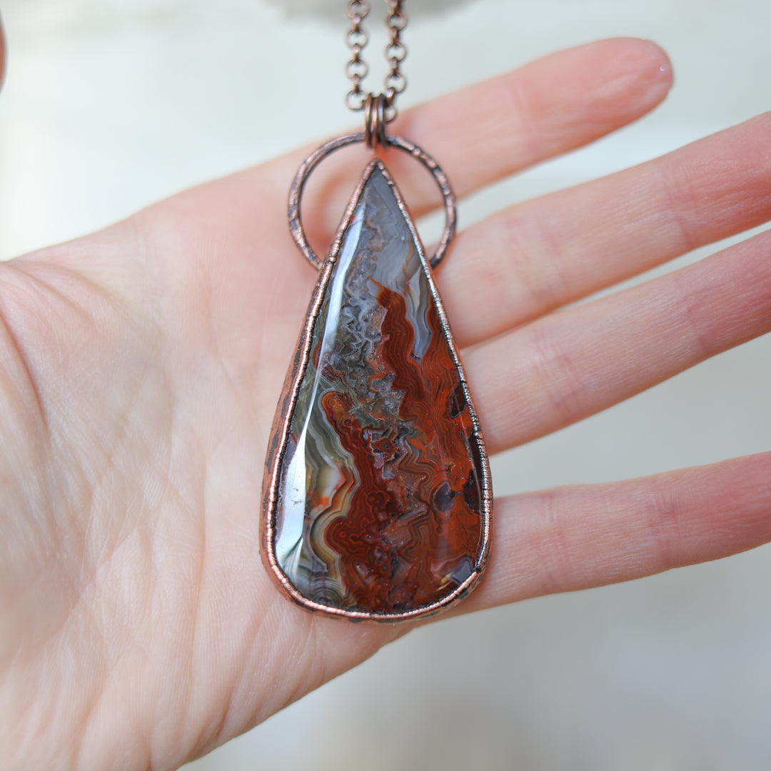 XL Red Lace Agate Necklace