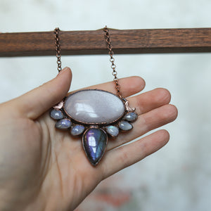 Peach Moonstone Moon Phase Necklace