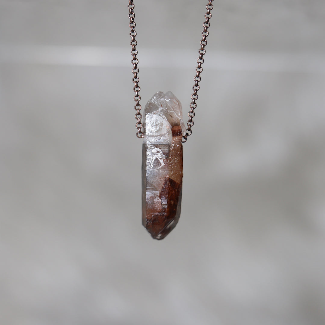 Drilled Red Smokey Quartz Point - h