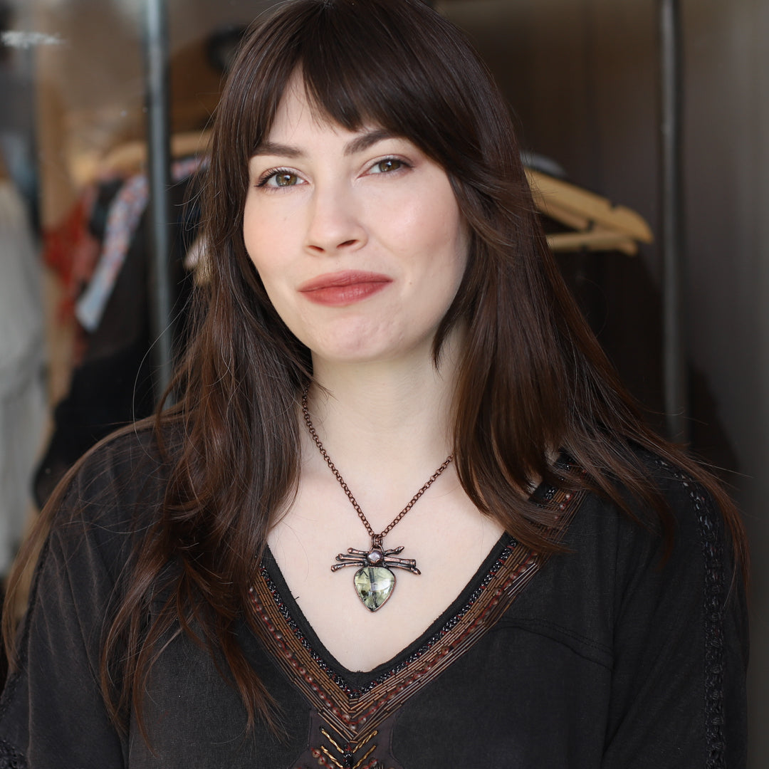 Prehnite & Ruby Twig Necklace