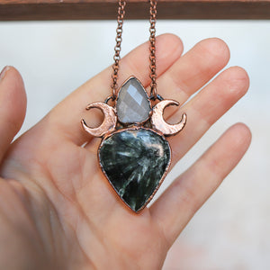 Seraphinite & Gray Moonstone Necklace