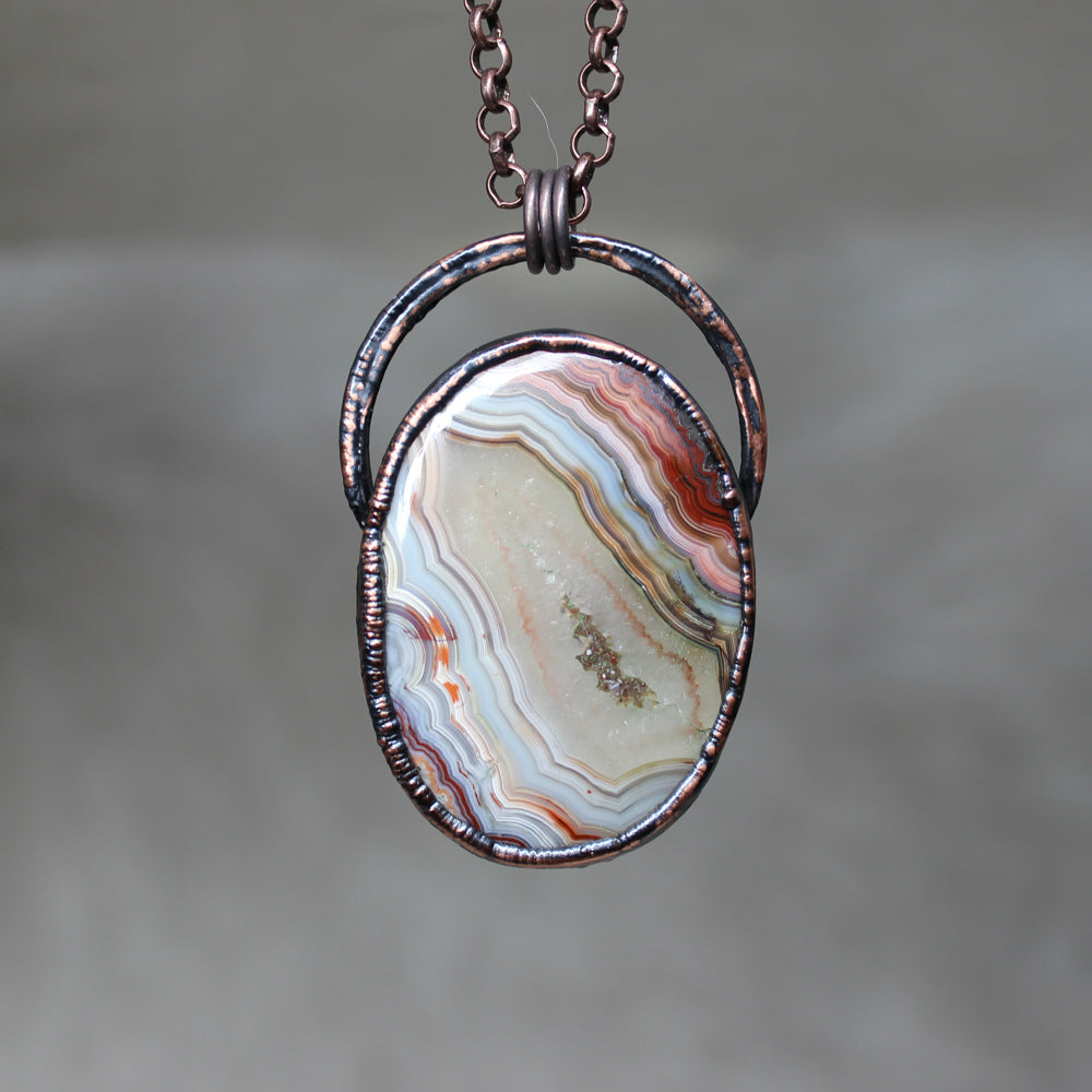 Large Lace Agate Necklace - e