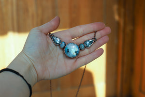 Small Moonstone Bib Necklace