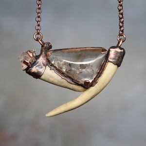 Enhydro Antler Necklace with Herkimer Diamond