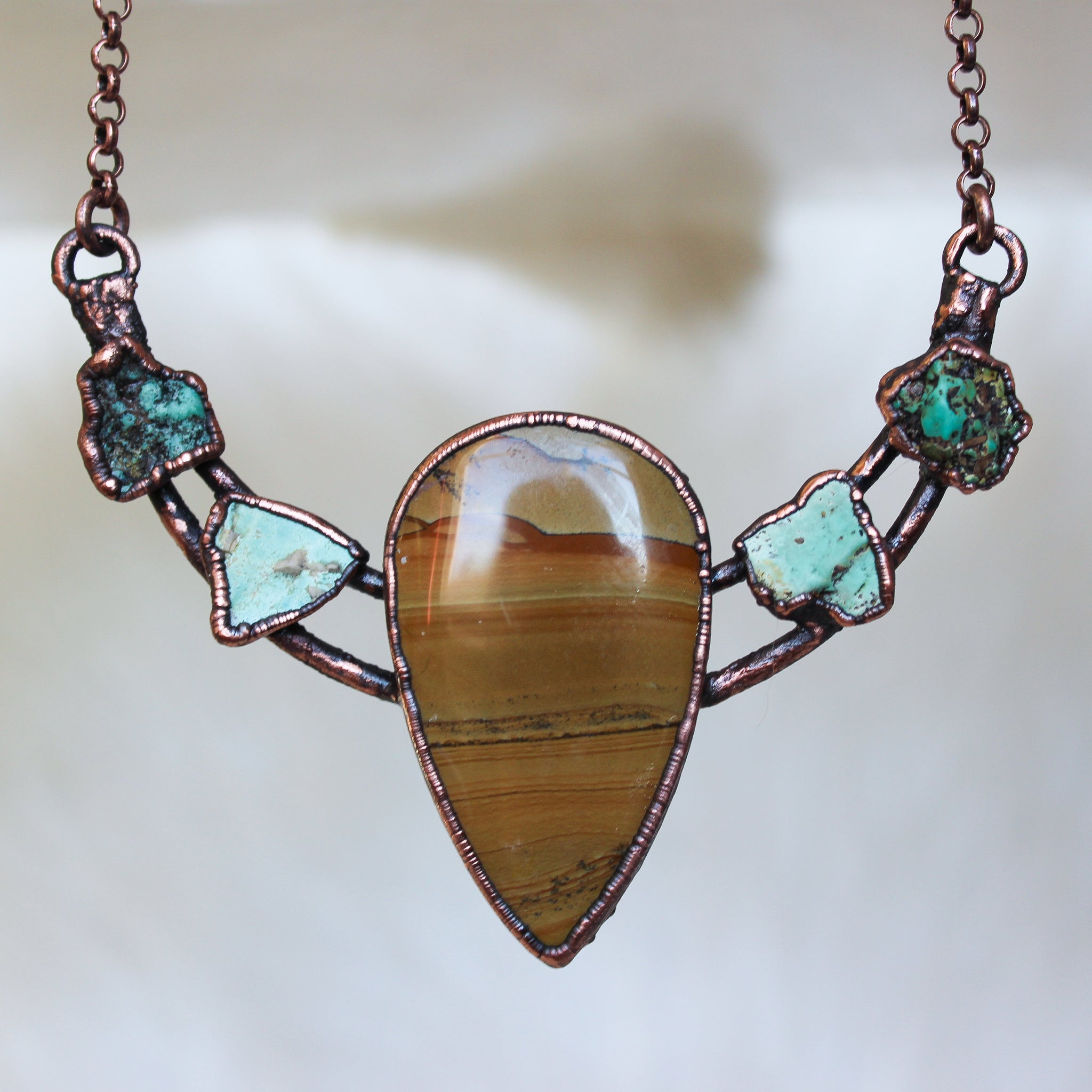 Owyhee Jasper & Turquoise Bib Necklace