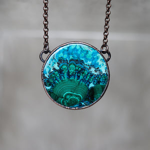 Malachite with Azurite Full Moon Necklace